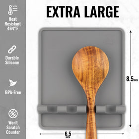 Zulay Kitchen silicone utensil rest is heat resistant with non-slip base near the stove