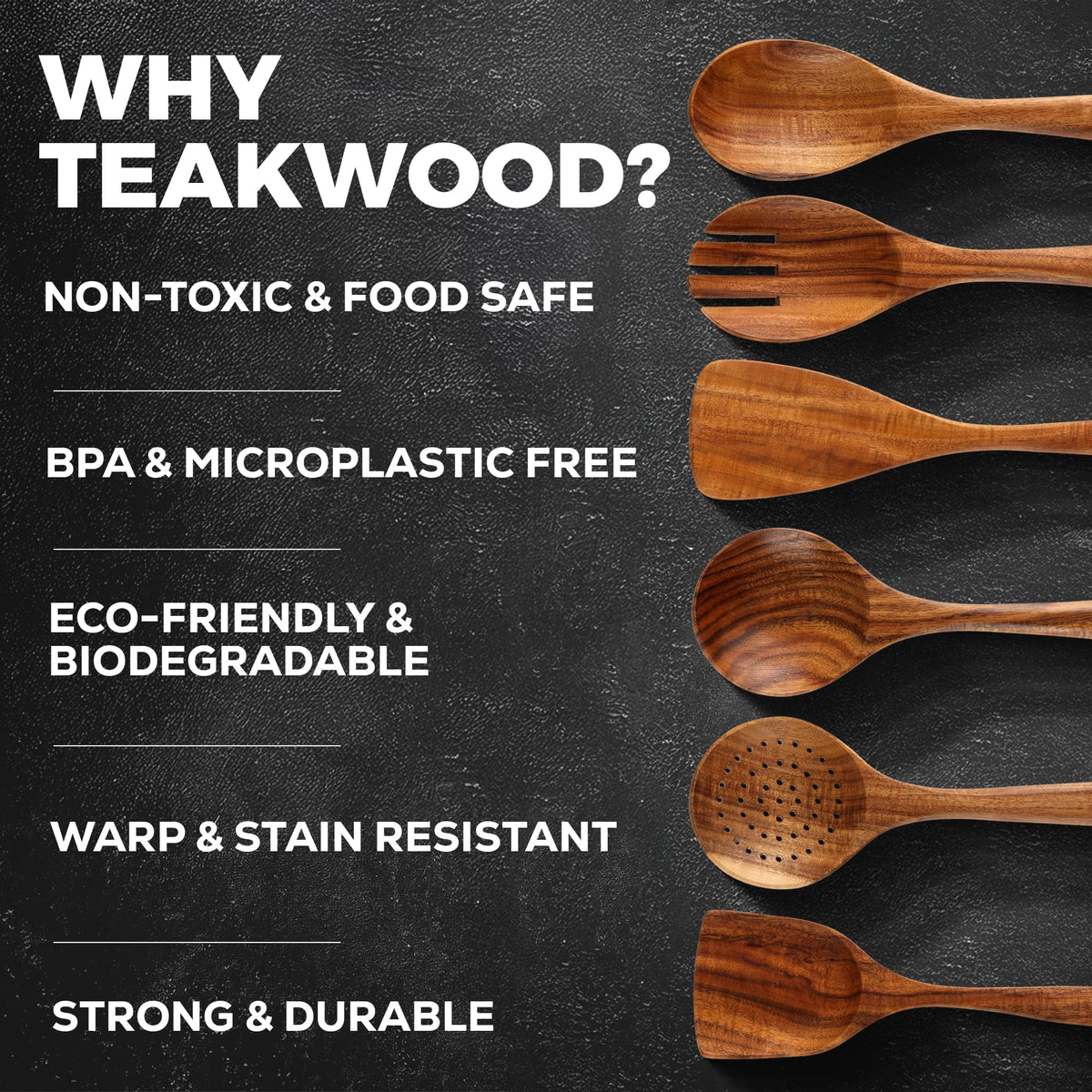 Zulay Kitchen skimmer in teak wood, lift pasta with ease