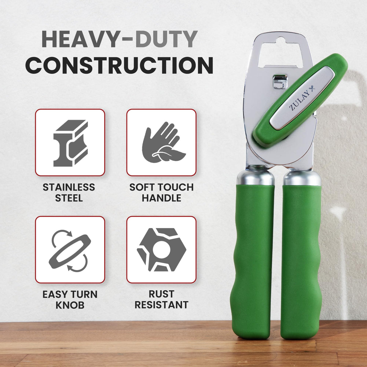 Zulay Kitchen soft grip handles offer comfortable control.