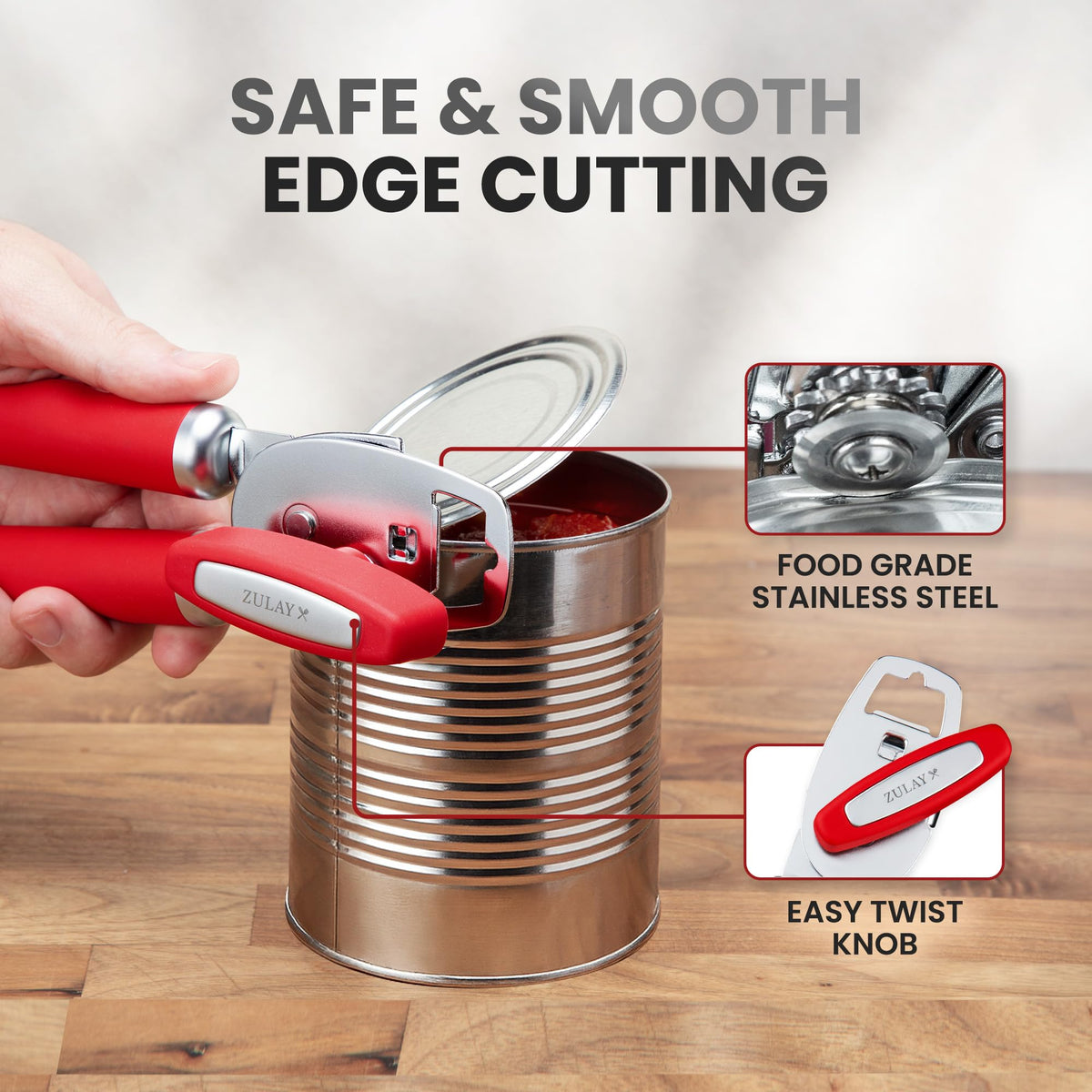 Soft slip-resistant handles from Zulay Kitchen reduce grip strain during use.