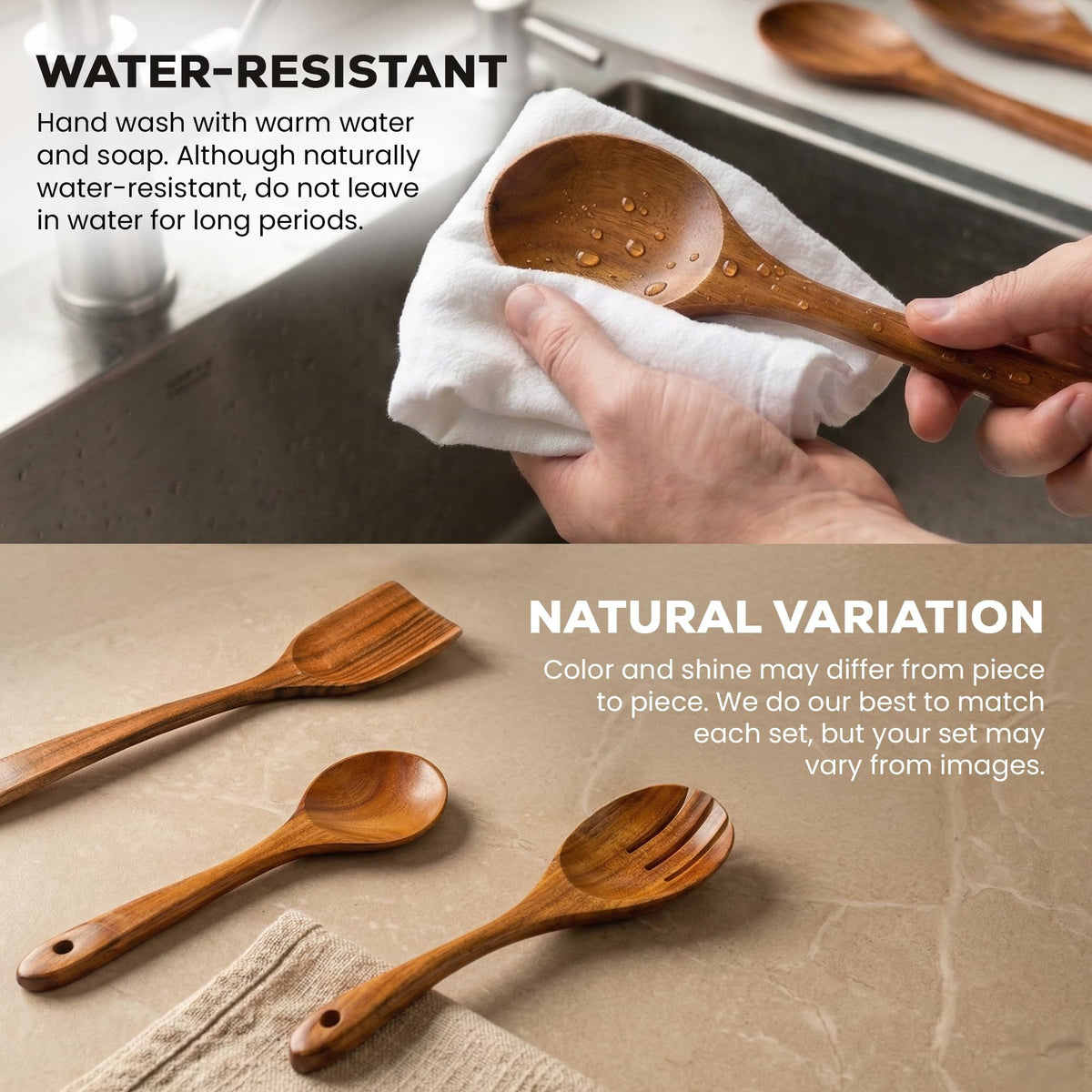 Zulay Kitchen spatula in teak wood, smooth edge for delicate foods