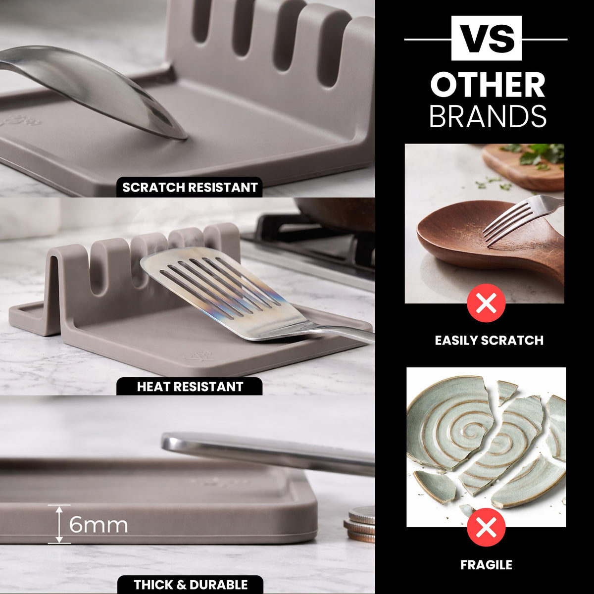 Zulay Kitchen spoon rest non-slip base prevents mess while cooking