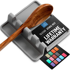 Zulay Kitchen spoon rest square front view catching drips for cleaner counters