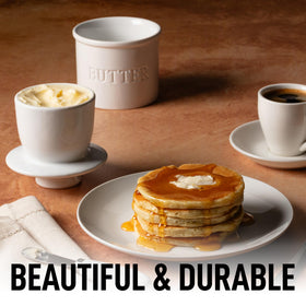 Zulay Kitchen butter crock on toast demonstrates effortless spreading