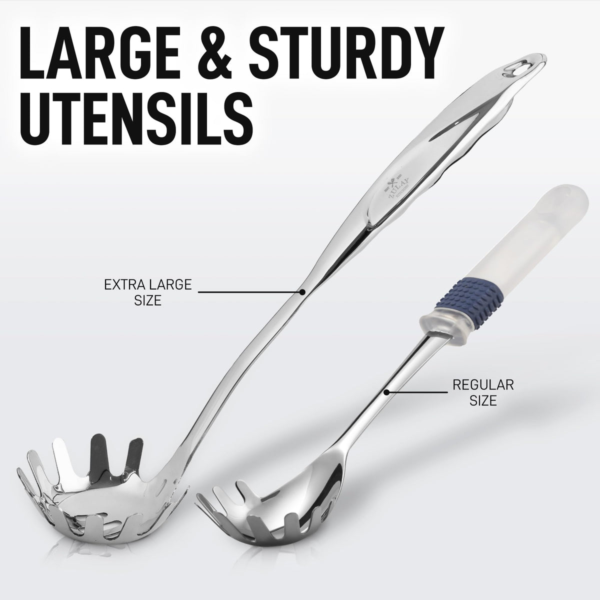 Zulay Kitchen cooking fork—comfortable grip for stirring and lifting.