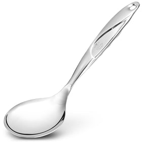 Zulay Kitchen stainless steel serving spoon with 11.5 inch length for effortless buffet serving.