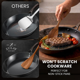 Zulay Kitchen teak pasta server helps grasp noodles neatly