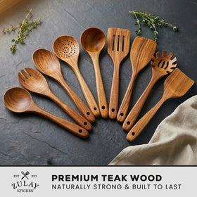 Zulay Kitchen teak salad fork with smooth grip for easy tossing