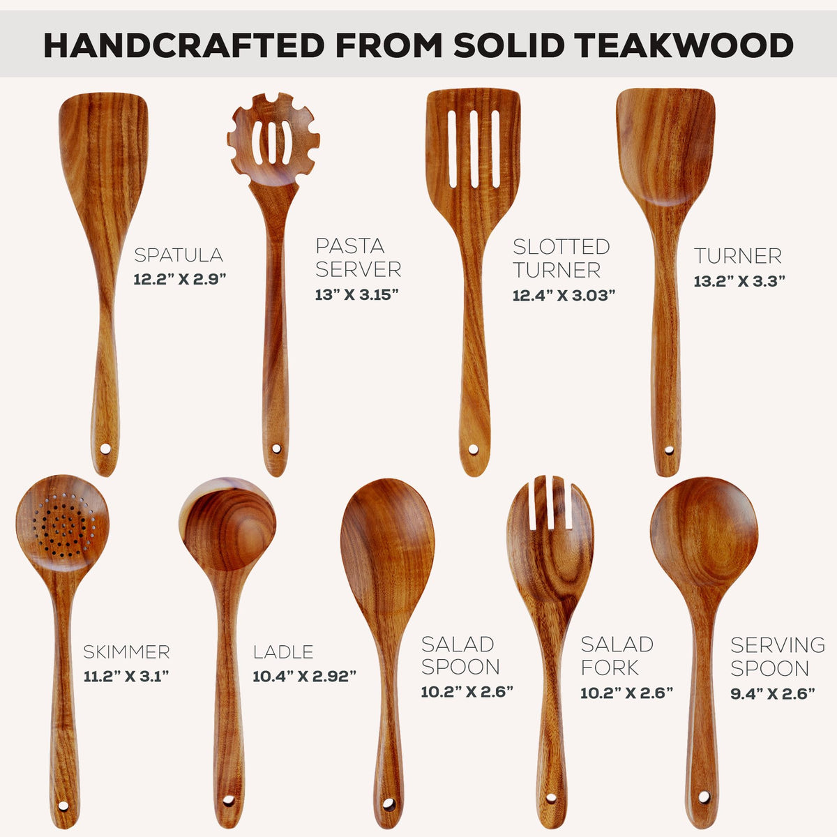 Zulay Kitchen teak serving spoon, versatile for sauces and sides