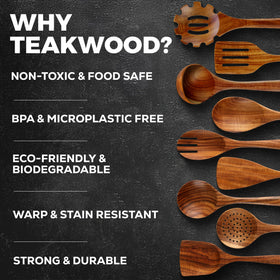 Zulay Kitchen teak skimmer drains liquids smoothly during cooking