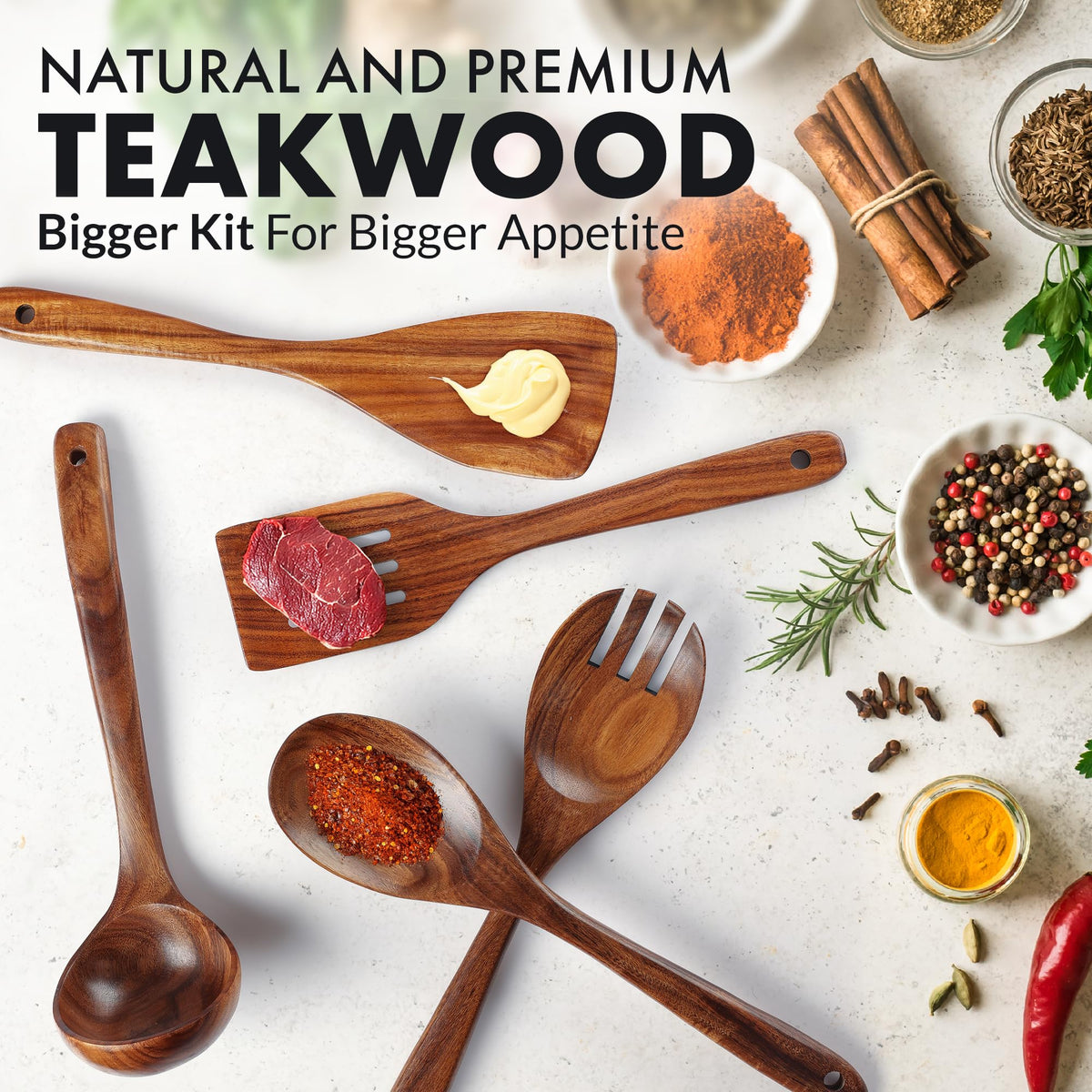 Zulay Kitchen teak utensils durable daily-use kitchen set