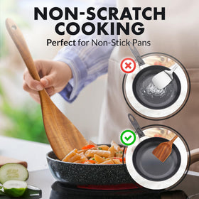 Zulay Kitchen teak serving spoon perfect for sauces and sides