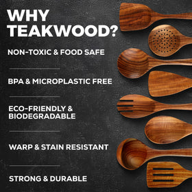 Zulay Kitchen teak skimmer resting over pot for quick skimming