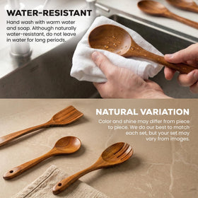 Zulay Kitchen teak spatula flipping pancakes without scratching