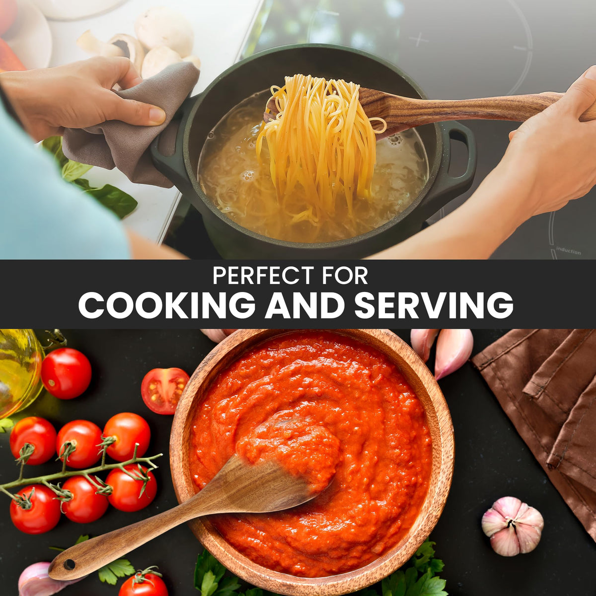 Zulay Kitchen teak spatula keeps non-stick pans scratch-free during flipping