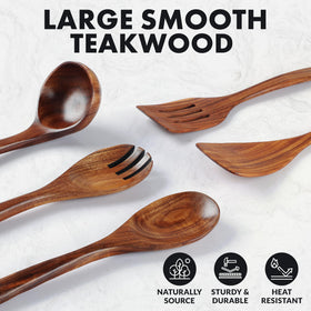 Zulay Kitchen teak turner with comfort grip for easy cooking