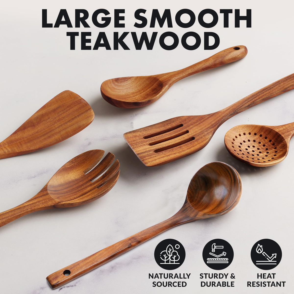 Close-up of Zulay Kitchen teak fork highlighting durable construction.