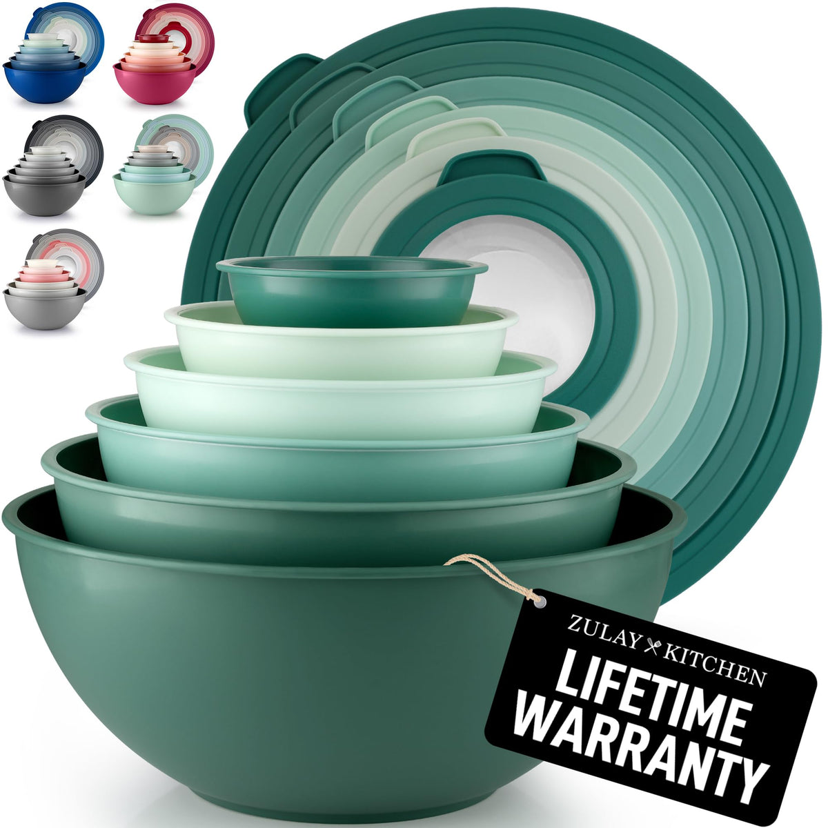 Zulay Kitchen teal ombre nesting bowls with lids for organized meal prep