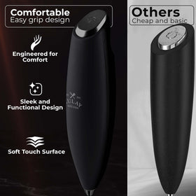 Zulay Kitchen executive black frother creating coffee froth for lattes