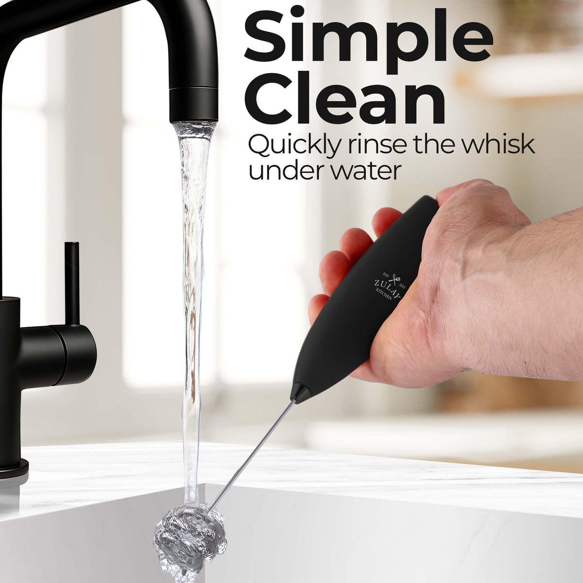 Zulay Kitchen easy-clean frother quick rinse and brief run