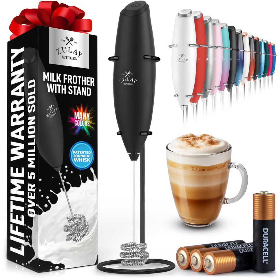 Zulay Kitchen tornado triple whisk milk frother foaming action for coffee