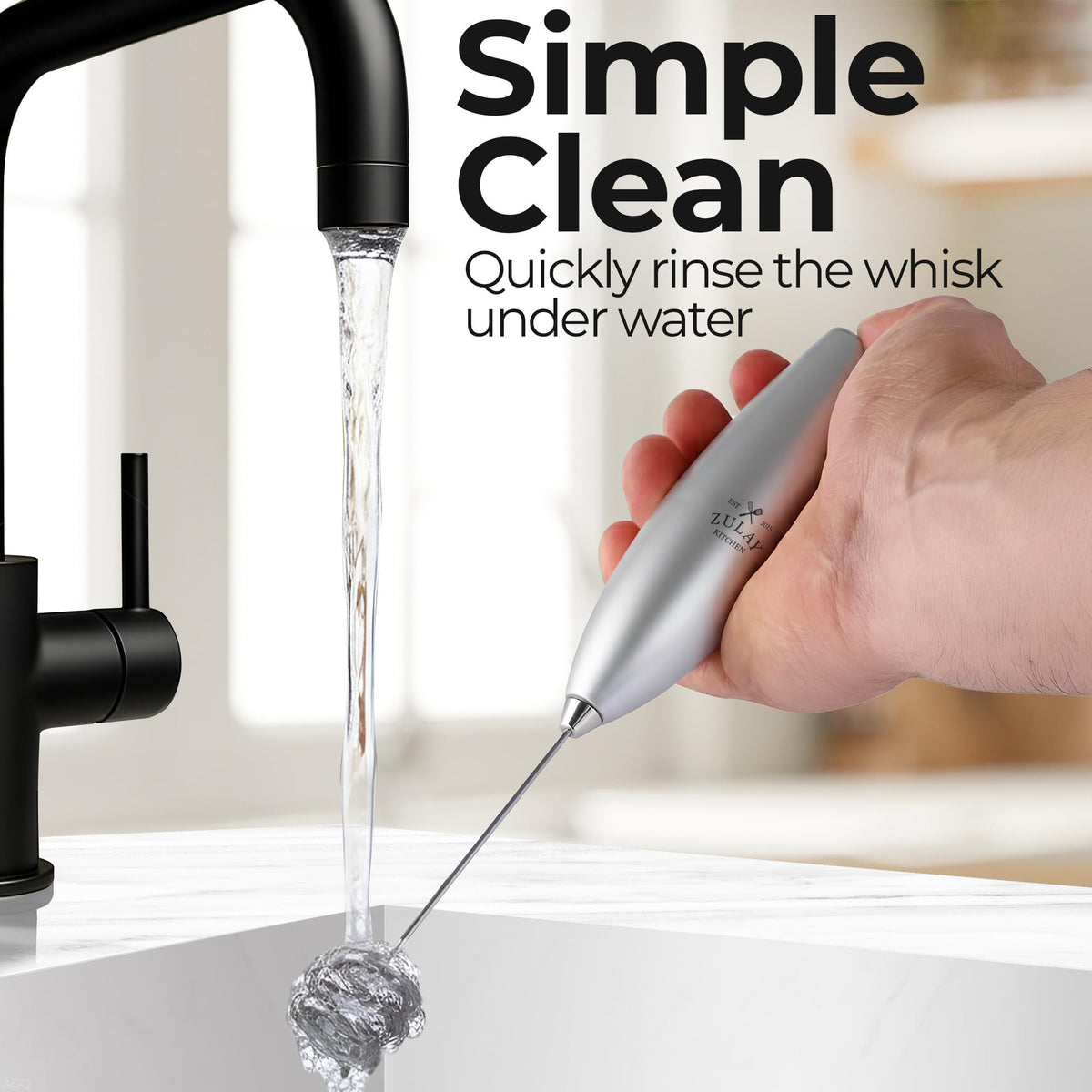 Zulay hand-held frother for creamy textures in shakes