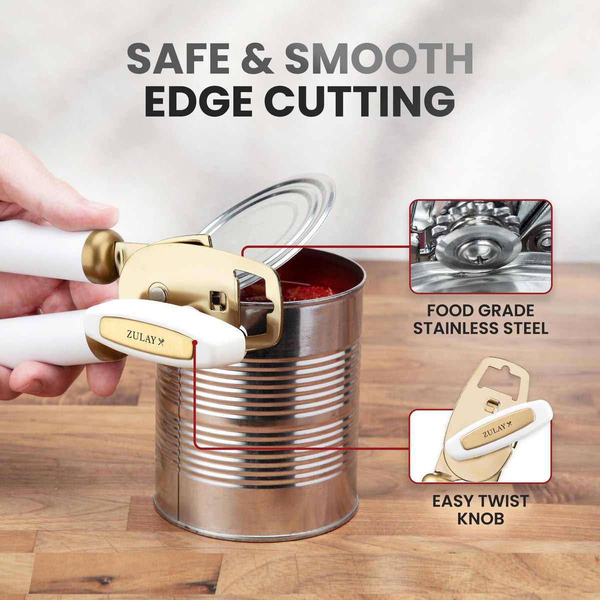 Zulay Kitchen turn-knob mechanism delivers smooth operation with minimal effort.