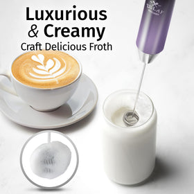 Zulay Kitchen two-speed motor frother for quick latte foam and cappuccino crema.