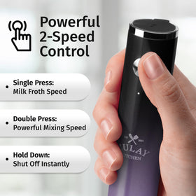 Zulay Kitchen USB-C rechargeable frother, convenient charging on the go.
