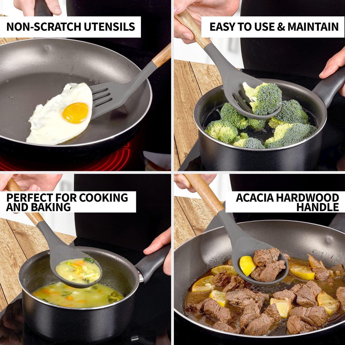 Zulay Kitchen silicone serving spoon ideal for serving hot dishes without sticking.