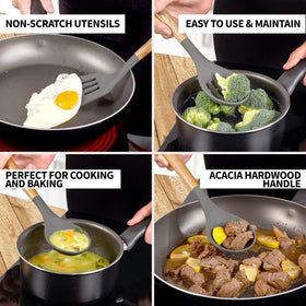 Zulay Kitchen silicone serving spoon ideal for serving hot dishes without sticking.
