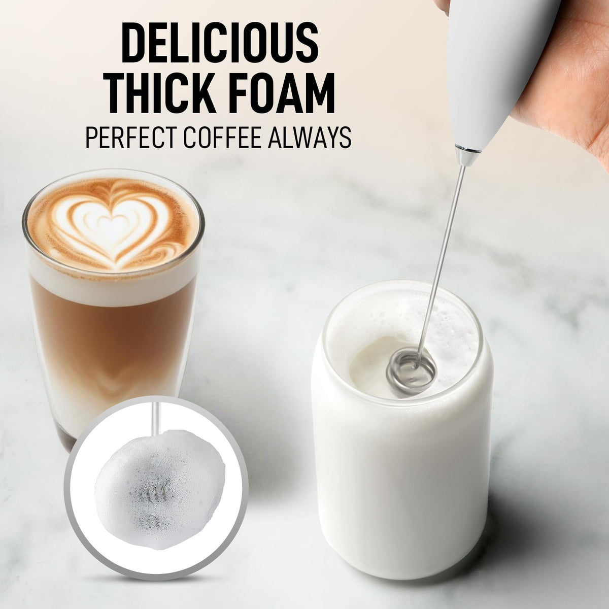 Zulay Kitchen milk frother with batteries included for cordless operation