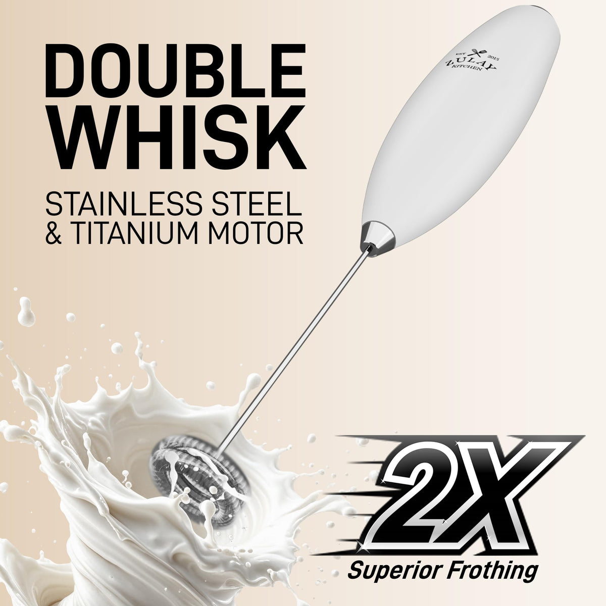 Zulay Kitchen milk frother whisking matcha for smooth blending