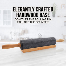 Zulay Kitchen wooden resting base keeps rolling pin steady