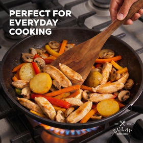 Zulay Kitchen wooden utensils, easy-clean teak with lacquer finish