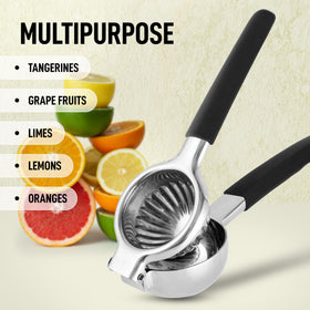 Heavy-duty stainless steel bowl of Zulay squeezer handles large lemons