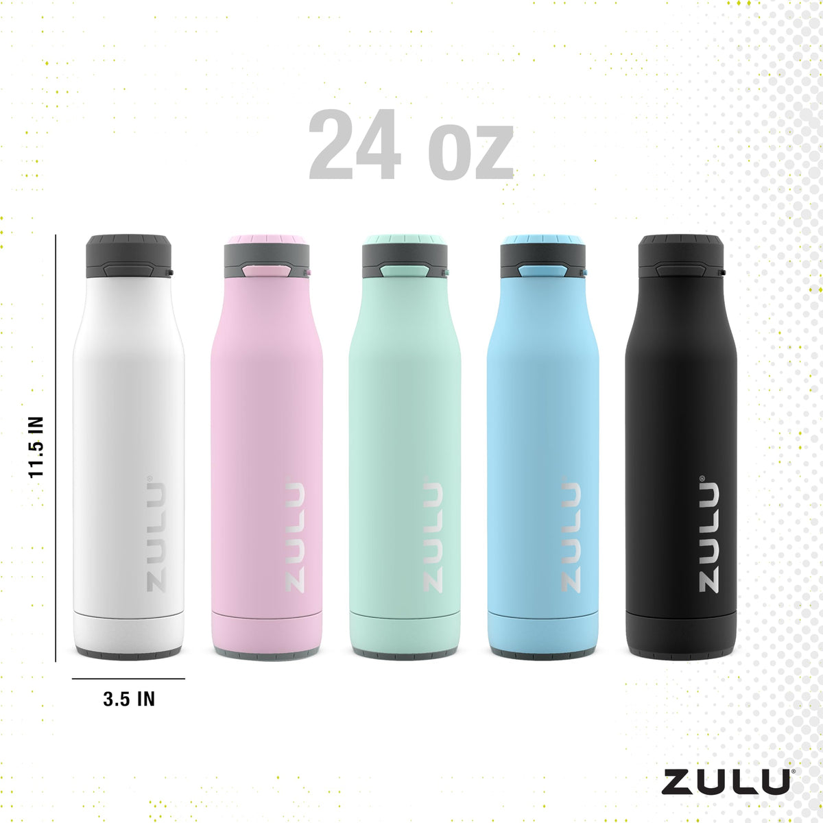 Zulu Ace 24oz bottle cup-holder compatible fits most vehicles.