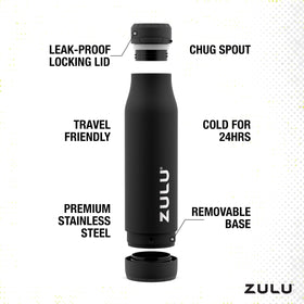 Zulu Ace 24oz vacuum-insulated body keeps drinks cold during long workouts.