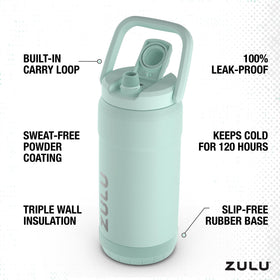 ZULU Goals cap with dual spouts, leak-proof design.