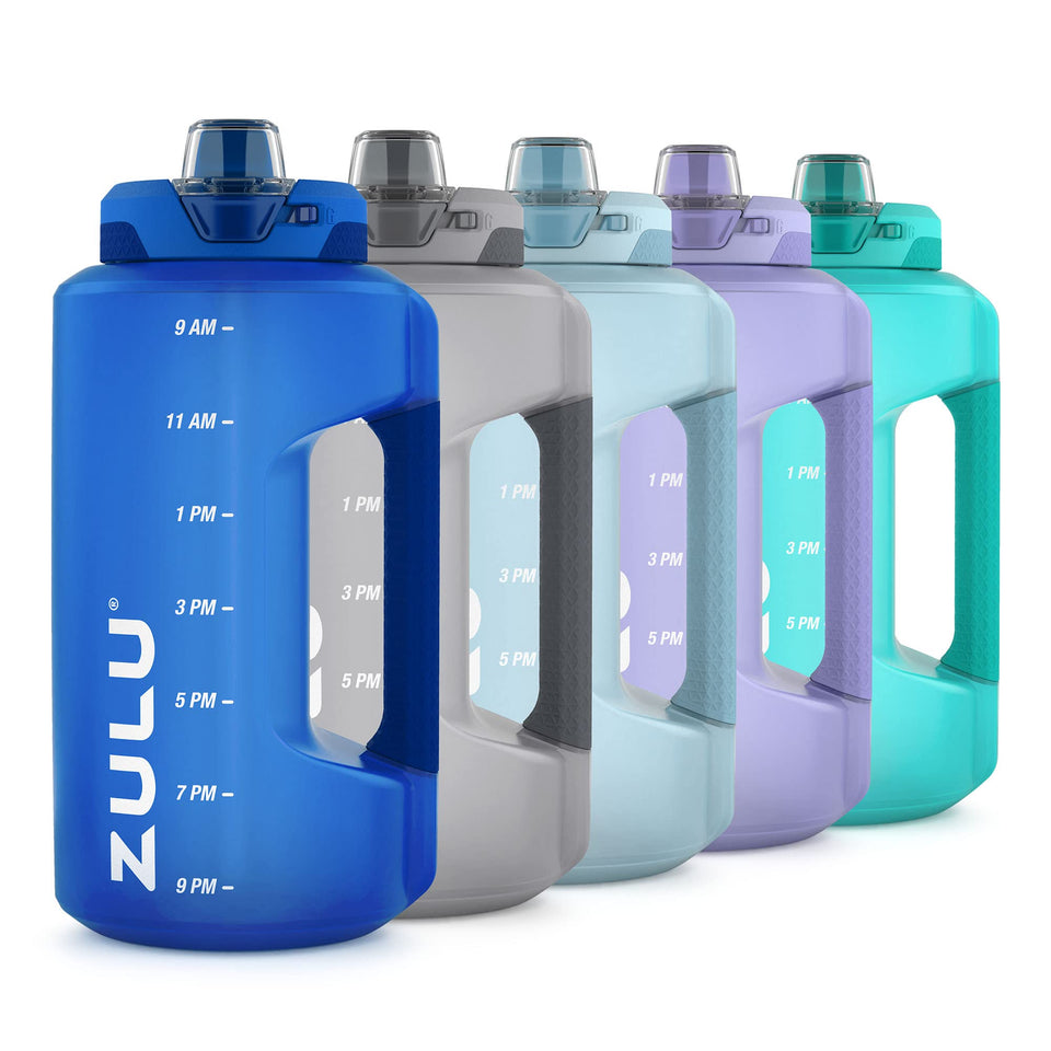 ZULU Goals 64oz bottle with straw for easy on-the-go hydration.