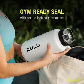 Zulu Goals 64oz capacity reduces refills during workouts and outdoor trips.