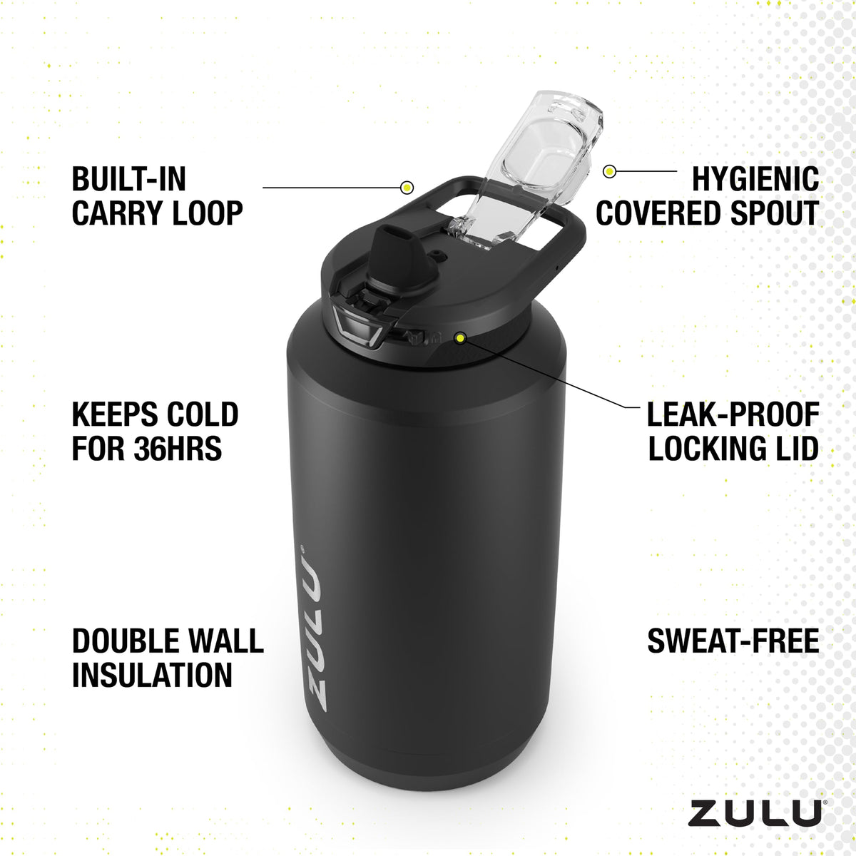 Zulu Goals wide-mouth opening for easy filling with ice or fruit.