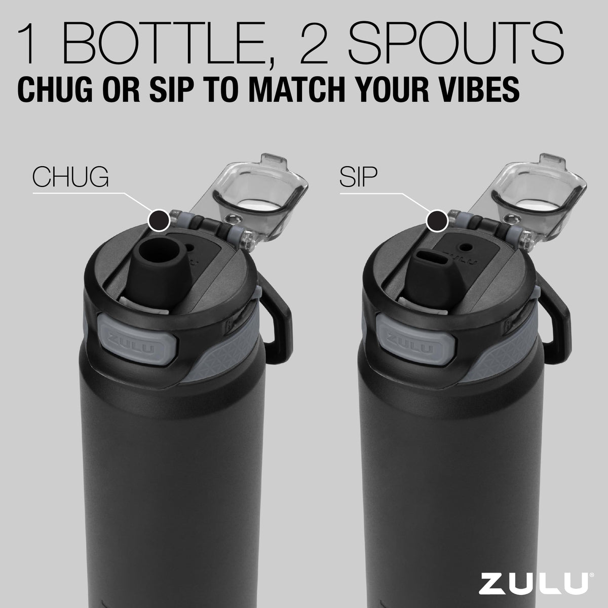 ZULU Powerfill Pro 24oz bottle dishwasher safe for easy cleaning.