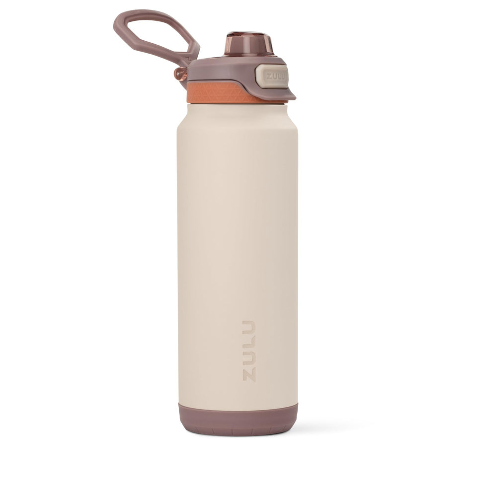 ZULU Powerfill Pro 32oz bottle driftwood, close-up for on-the-go hydration.