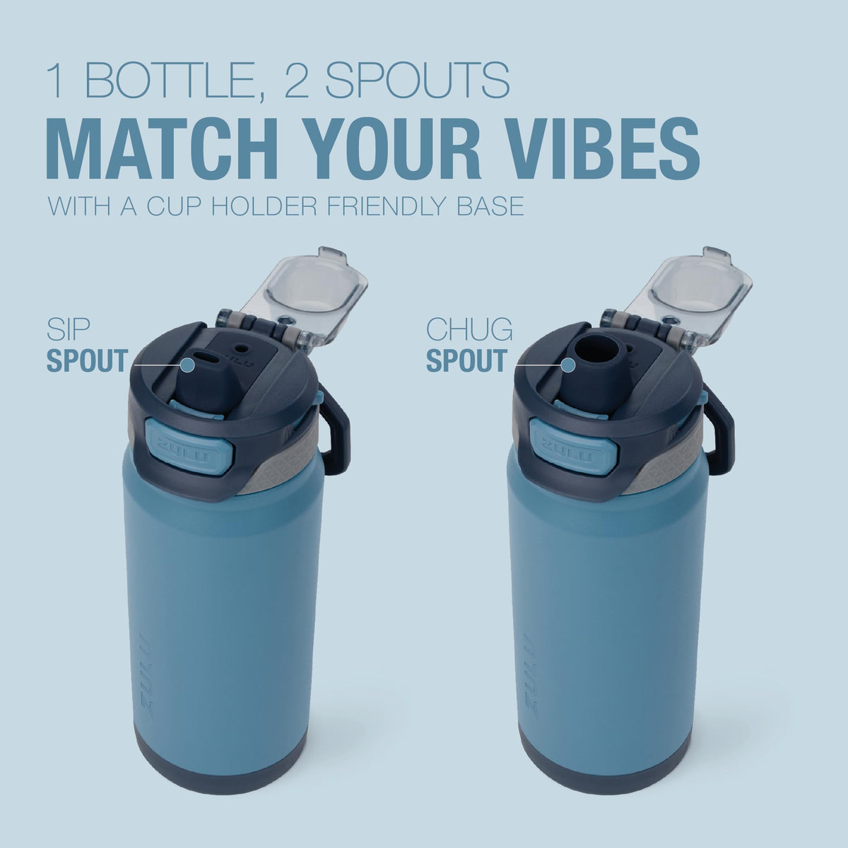 Dishwasher-safe ZULU Powerfill Pro bottle simplifies cleanup after practice.