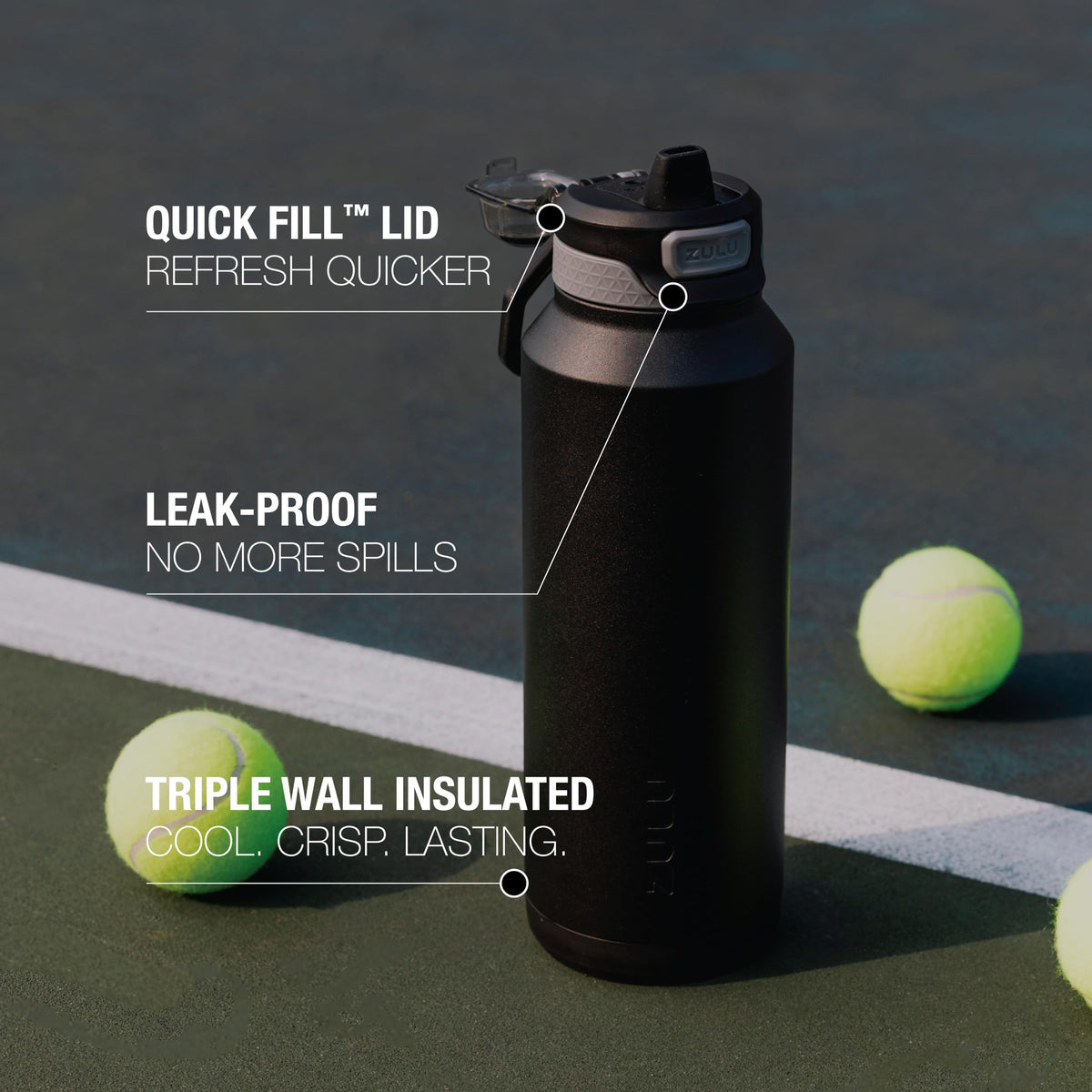 Close-up of ZULU Powerfill Pro quick-fill lid for fast refills