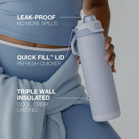 Close-up of Quick Fill lid showing easy refill during a workout.