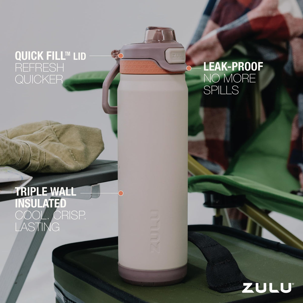 ZULU Powerfill Pro triple-wall copper insulation showing lasting cold.