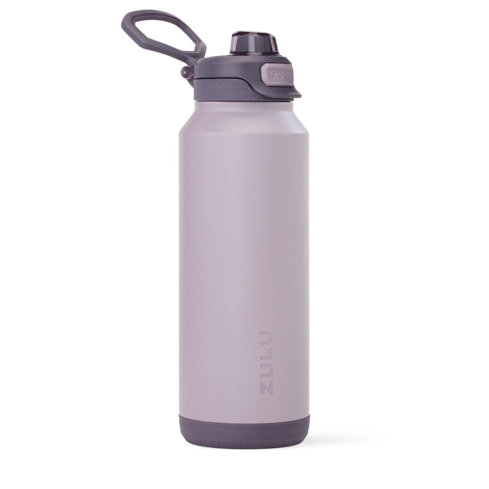 ZULU Powerfill Pro 40oz amethyst side view showing durable exterior for travel