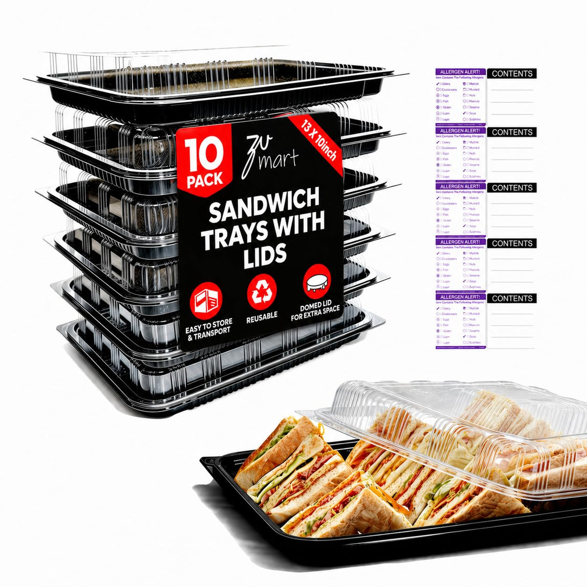 Zumart 10-pack catering trays with lids keeping servings organized for events